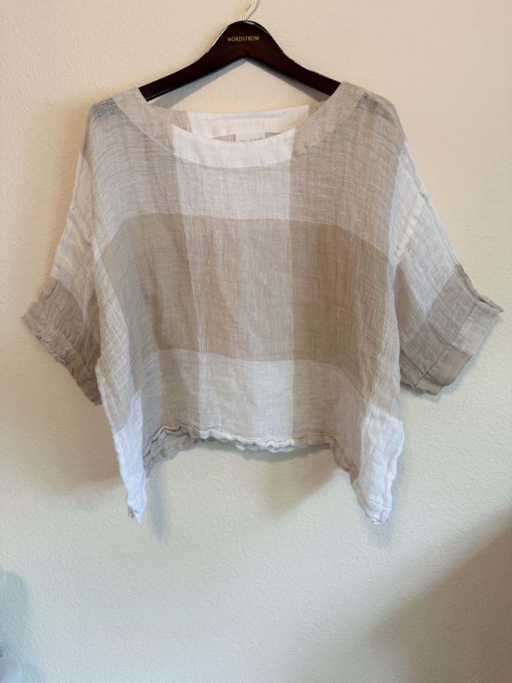 J.Jill Pure Jill 100% Linen Lagenlook Open Weave Boxy Minimalist kimono Top sz L - Picture 3 of 10